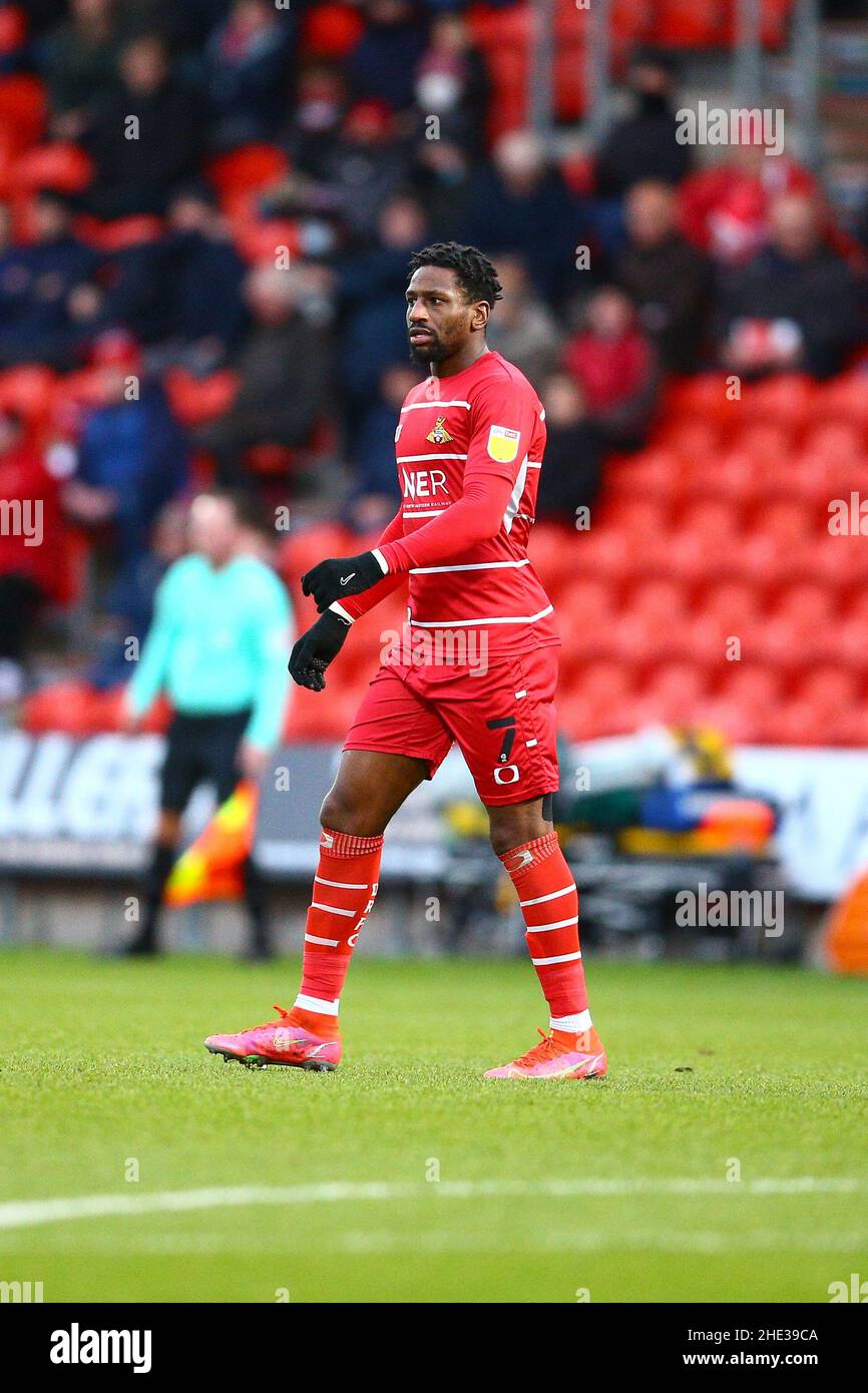 Eco-Power Stadium Doncaster, Inghilterra - 8th gennaio 2022 Omar Bogle (7) di Doncaster - durante la EFL League One Match Doncaster v Fleetwood, Eco-Power Stadium Doncaster il 8th gennaio 2022 Credit: Arthur Haigh/WhiteRosePhotos/Alamy Live News Foto Stock