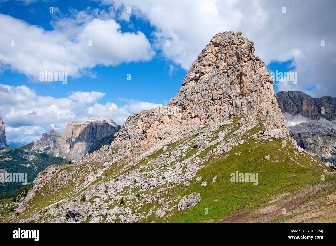 Sass Becè (2534 mt), Dolomiti, Val di Fassa, Trento, Trentino-Alto Adige, Italia Foto Stock