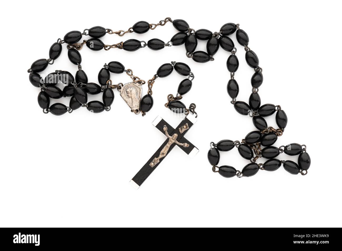 perline di rosario di ebano nero Foto Stock