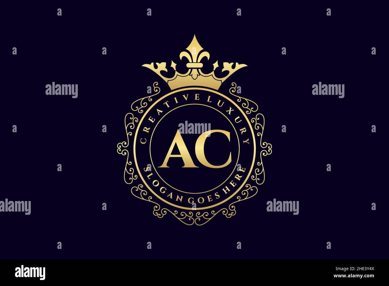 AC Initial Letter Luxury calligraphic femminile floreale a mano disegnato araldico monogramma antico vintage stile lusso logo design Premium Illustrazione Vettoriale