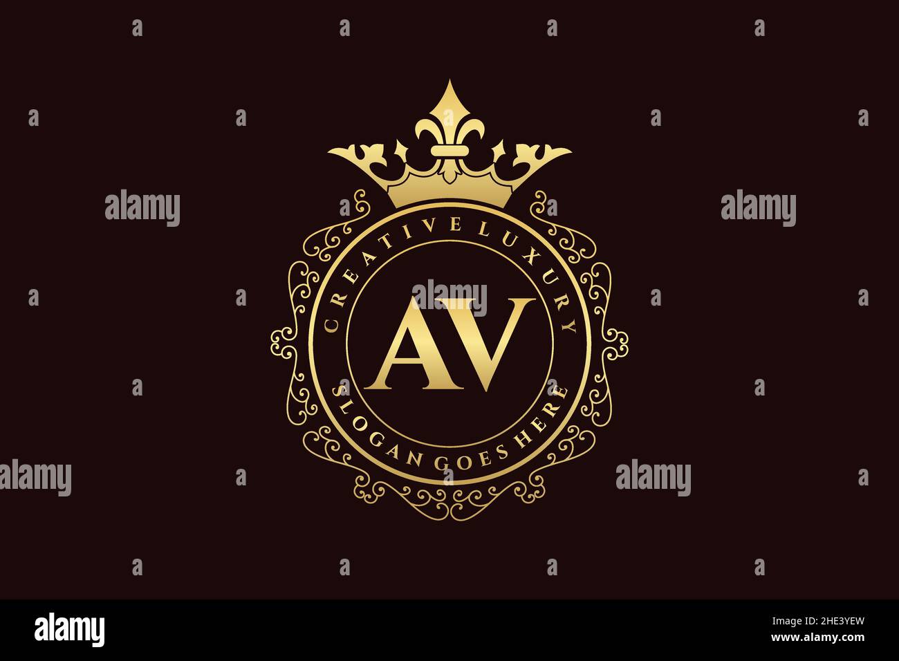 AV Initial Letter Luxury calligraphic femminile floreale a mano disegnato araldico monogramma antico vintage stile lusso logo design Premium Illustrazione Vettoriale