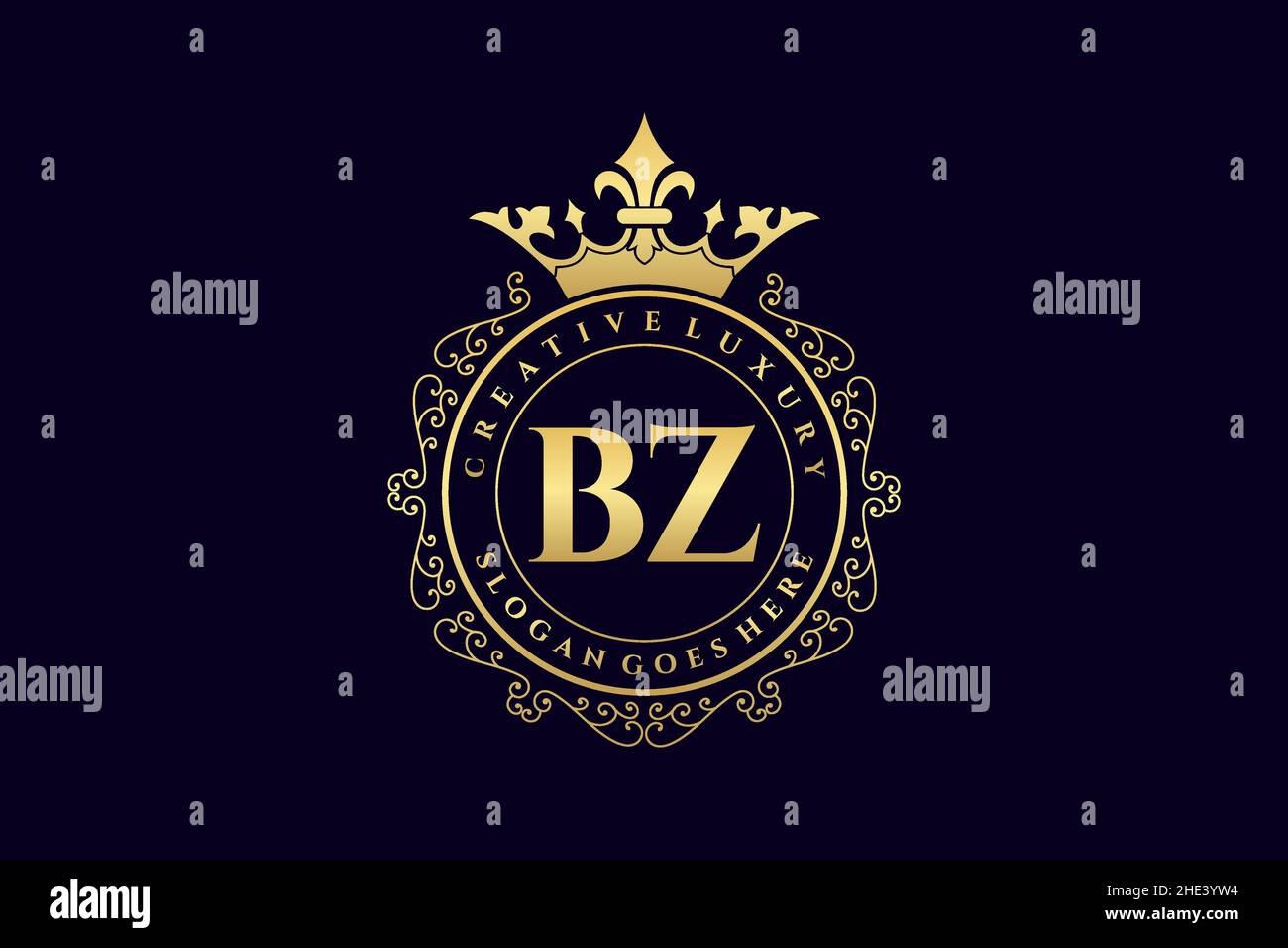 BZ Initial Letter Luxury calligraphic femminile floreale a mano disegnato araldico monogramma antico vintage stile lusso logo design Premium Illustrazione Vettoriale