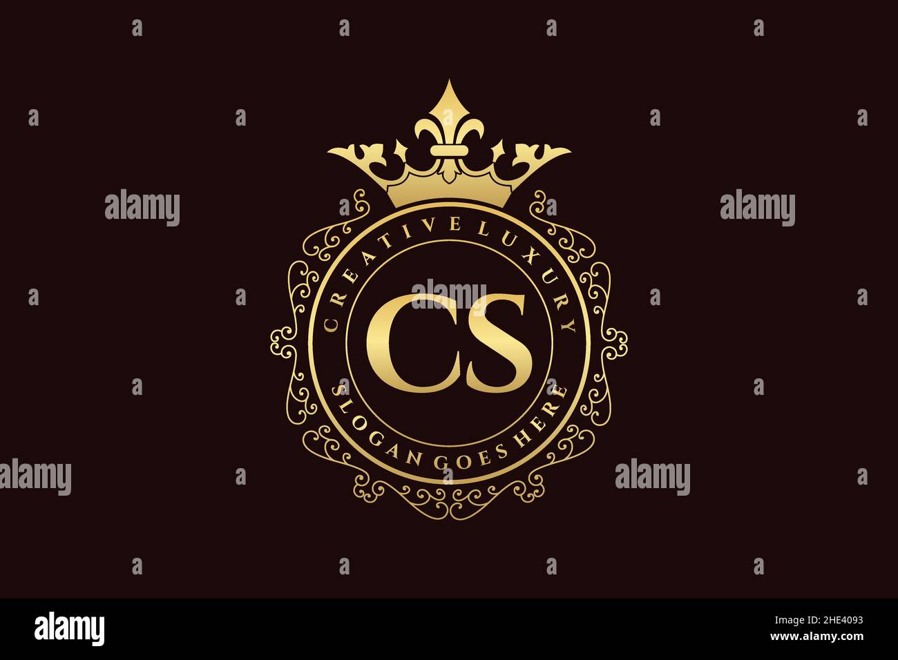 CS Initial Letter Luxury calligraphic femminile floreale a mano disegnato araldico monogramma antico vintage stile lusso logo design Premium Illustrazione Vettoriale