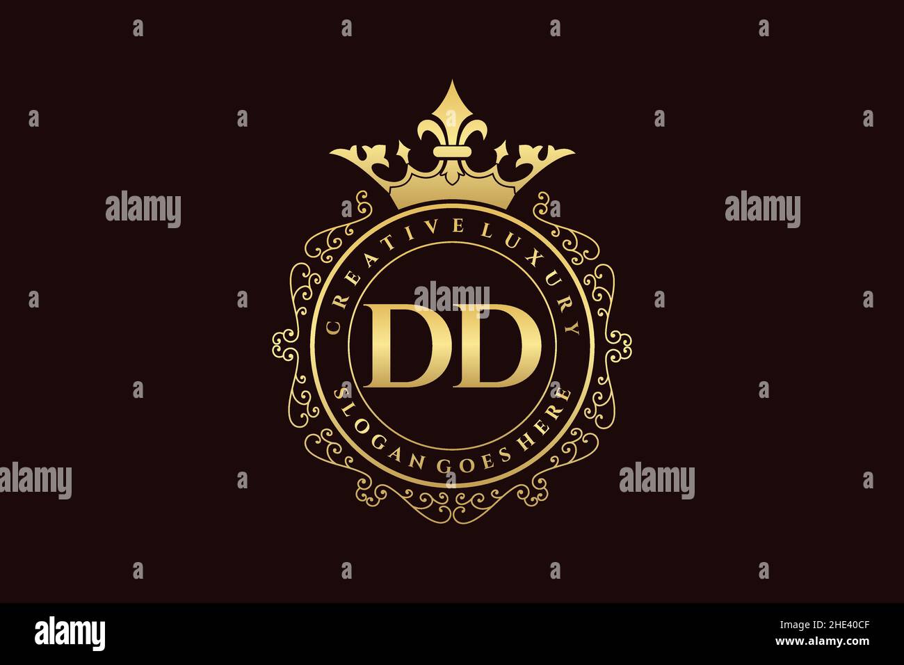 DD Initial Letter Luxury calligraphic femminile floreale disegno a mano araldico monogramma antico vintage stile lusso logo design Premium Illustrazione Vettoriale
