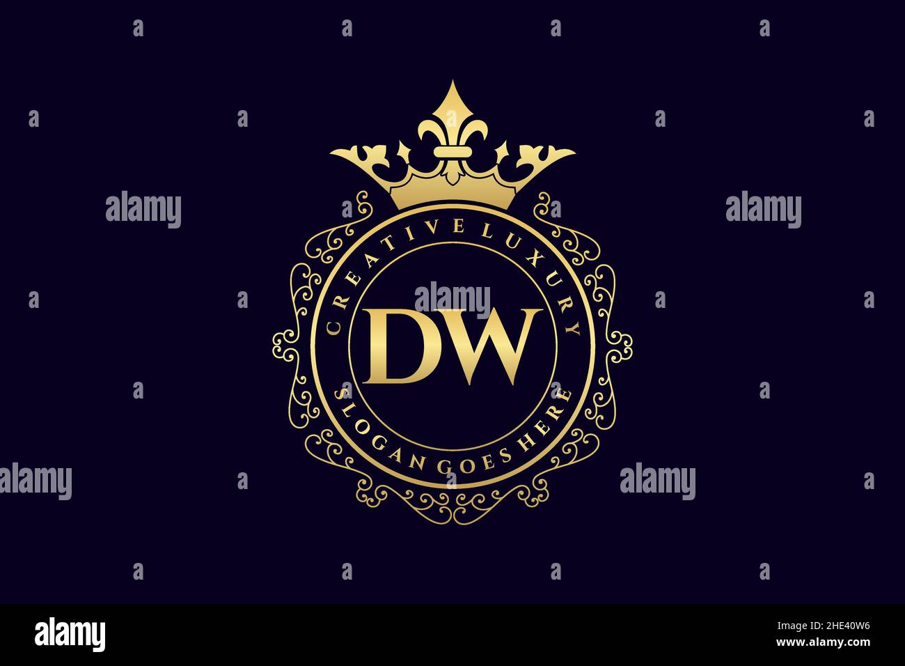 DW Initial Letter Luxury calligraphic femminile floreale a mano disegnato araldico monogramma antico vintage stile lusso logo design Premium Illustrazione Vettoriale