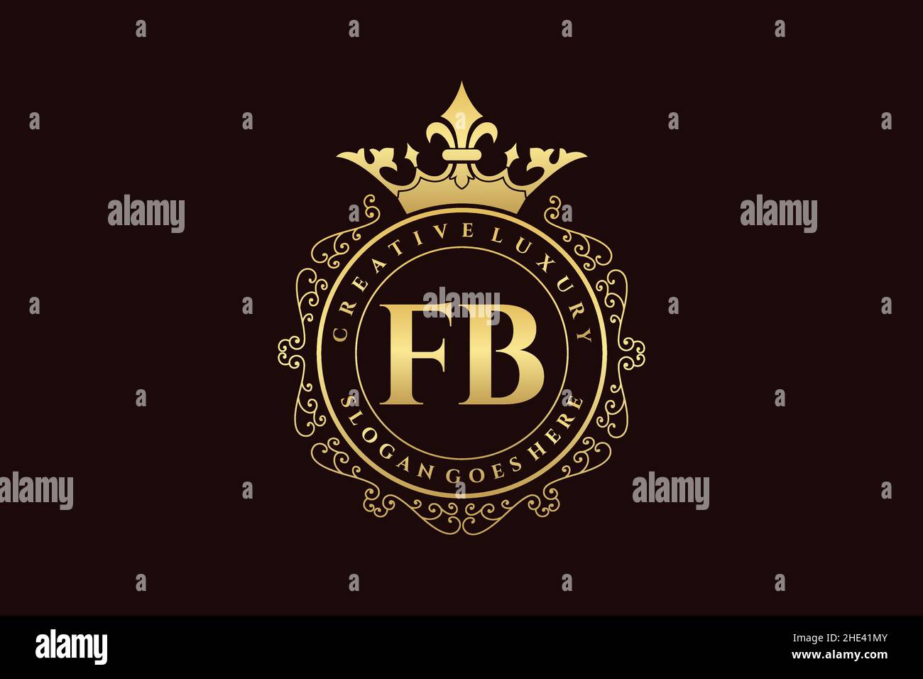 FB Initial Letter Luxury calligraphic femminile floreale a mano disegnato araldico monogramma antico vintage stile lusso logo design Premium Illustrazione Vettoriale