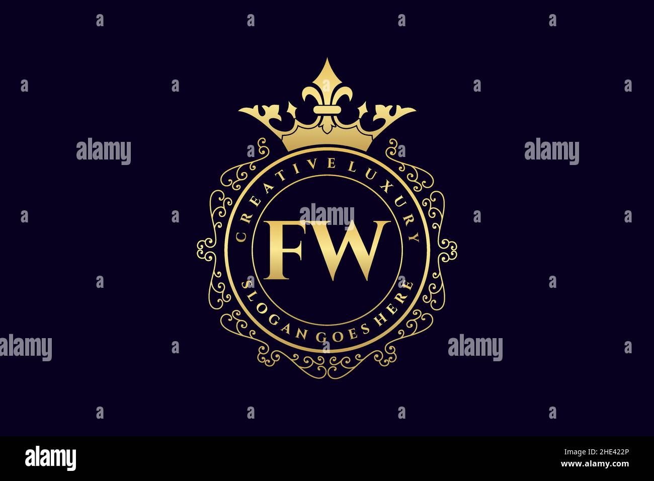 FW Initial Letter Luxury calligraphic femminile floreale a mano disegnato araldico monogramma antico vintage stile lusso logo design Premium Illustrazione Vettoriale