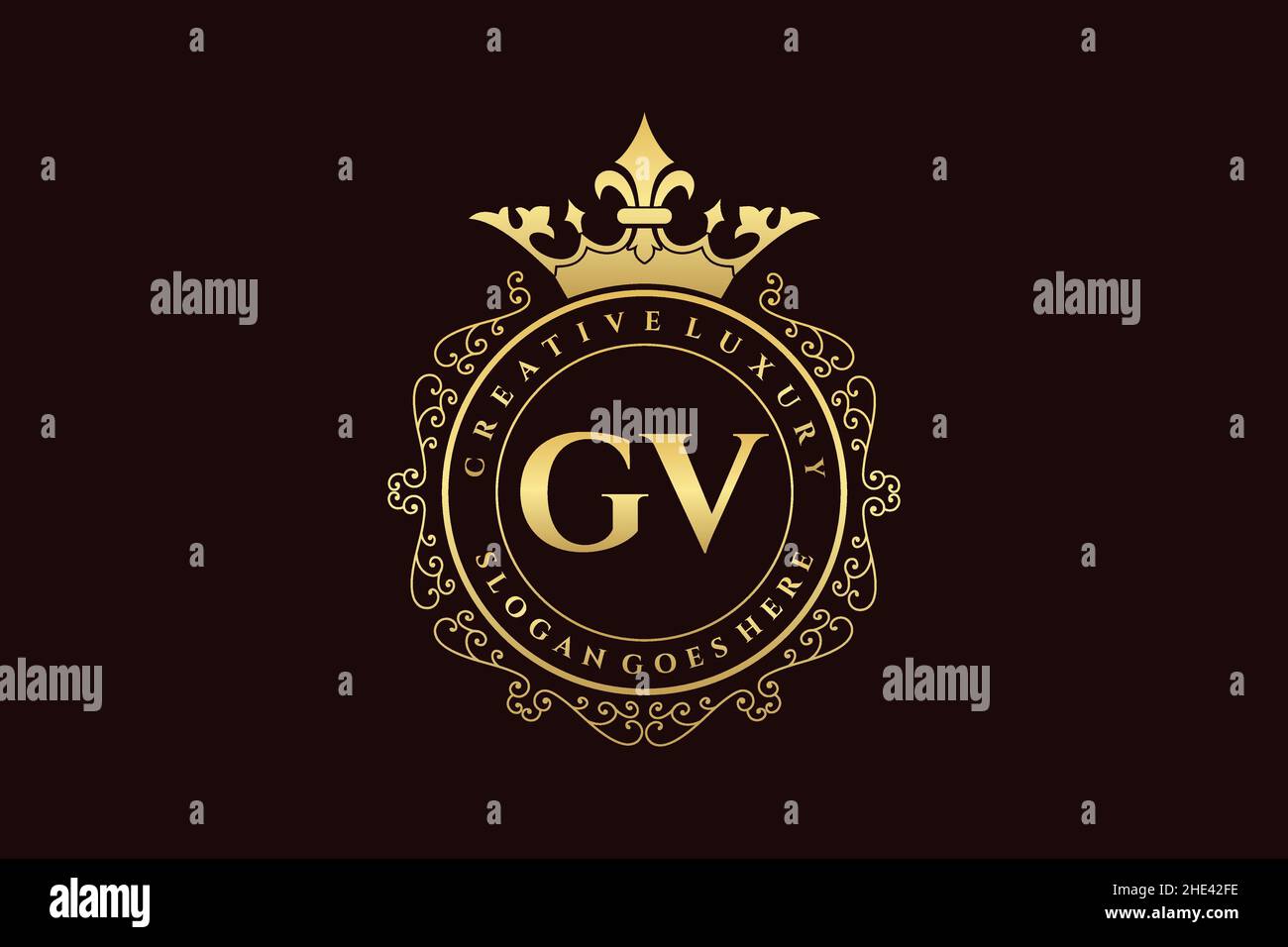 GV Initial Letter calligrafico di lusso femminile floreale a mano disegnato araldico monogramma antico vintage stile lusso logo design Premium Illustrazione Vettoriale