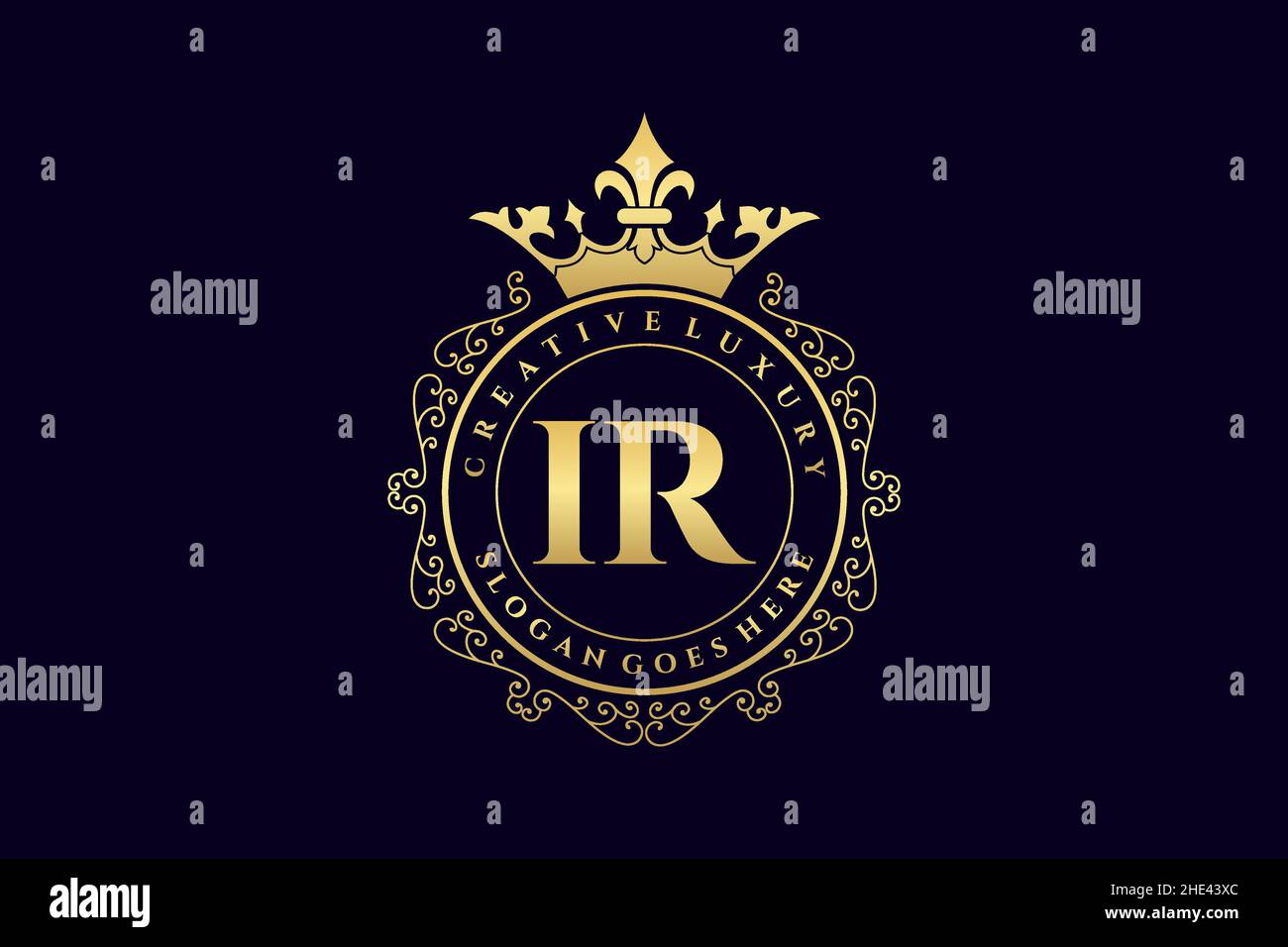 IR Initial Letter Luxury calligraphic femminile floreale a mano disegnato araldico monogramma antico vintage stile lusso logo design Premium Illustrazione Vettoriale