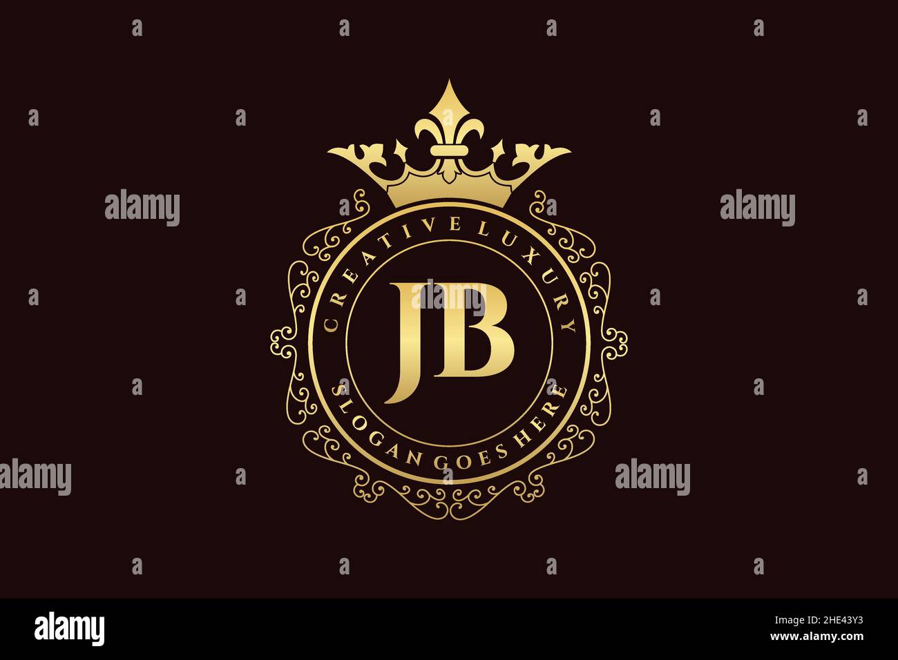 JB Initial Letter Luxury calligraphic femminile floreale a mano disegnato araldico monogramma antico vintage stile lusso logo design Premium Illustrazione Vettoriale