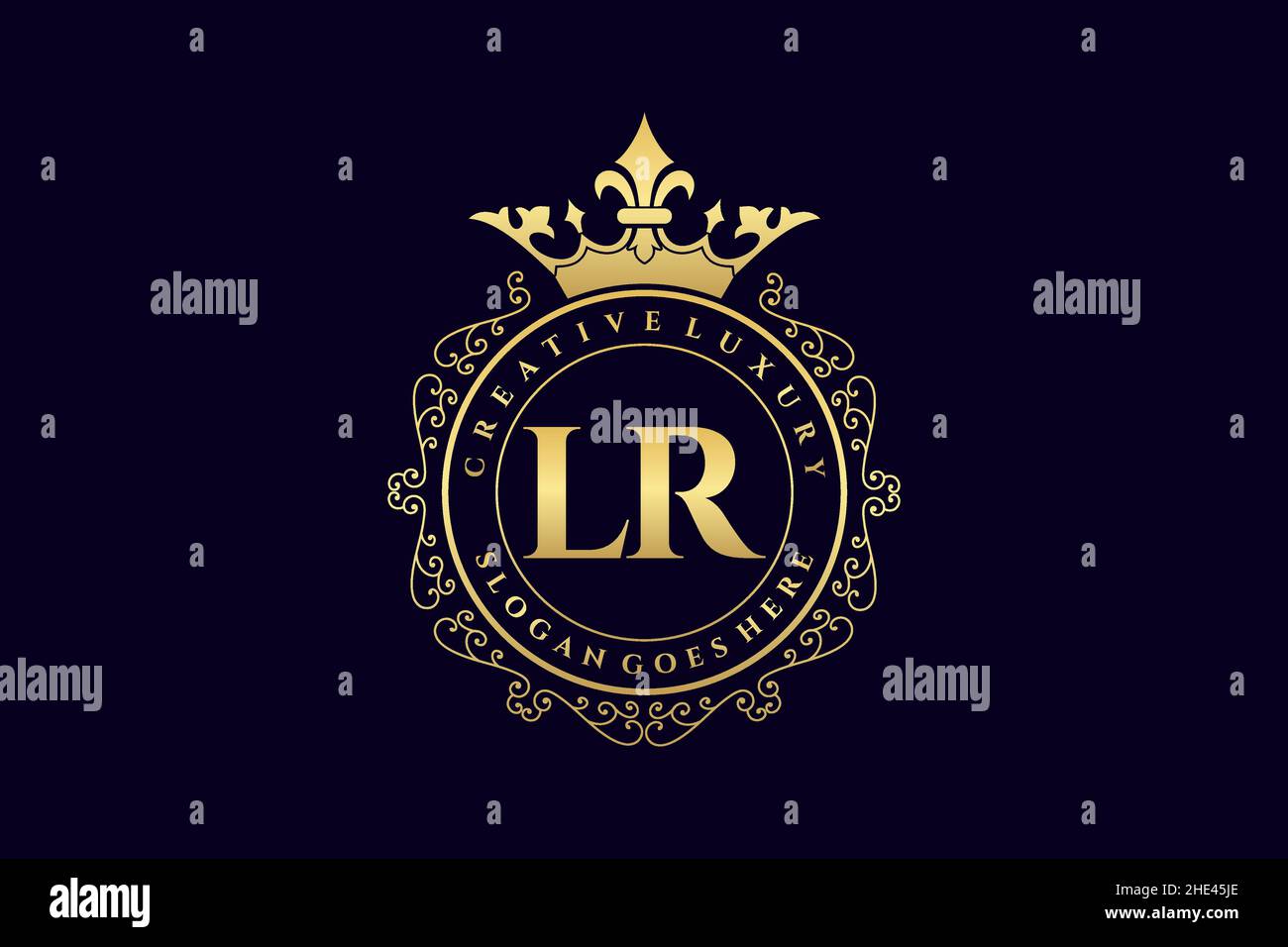 LR Initial Letter Luxury calligraphic femminile floreale disegno a mano araldico monogramma antico vintage stile lusso logo design Premium Illustrazione Vettoriale