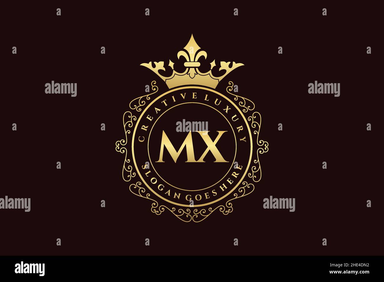 MX Initial Letter Luxury calligraphic femminile floreale a mano disegnato araldico monogramma antico vintage stile lusso logo design Premium Illustrazione Vettoriale