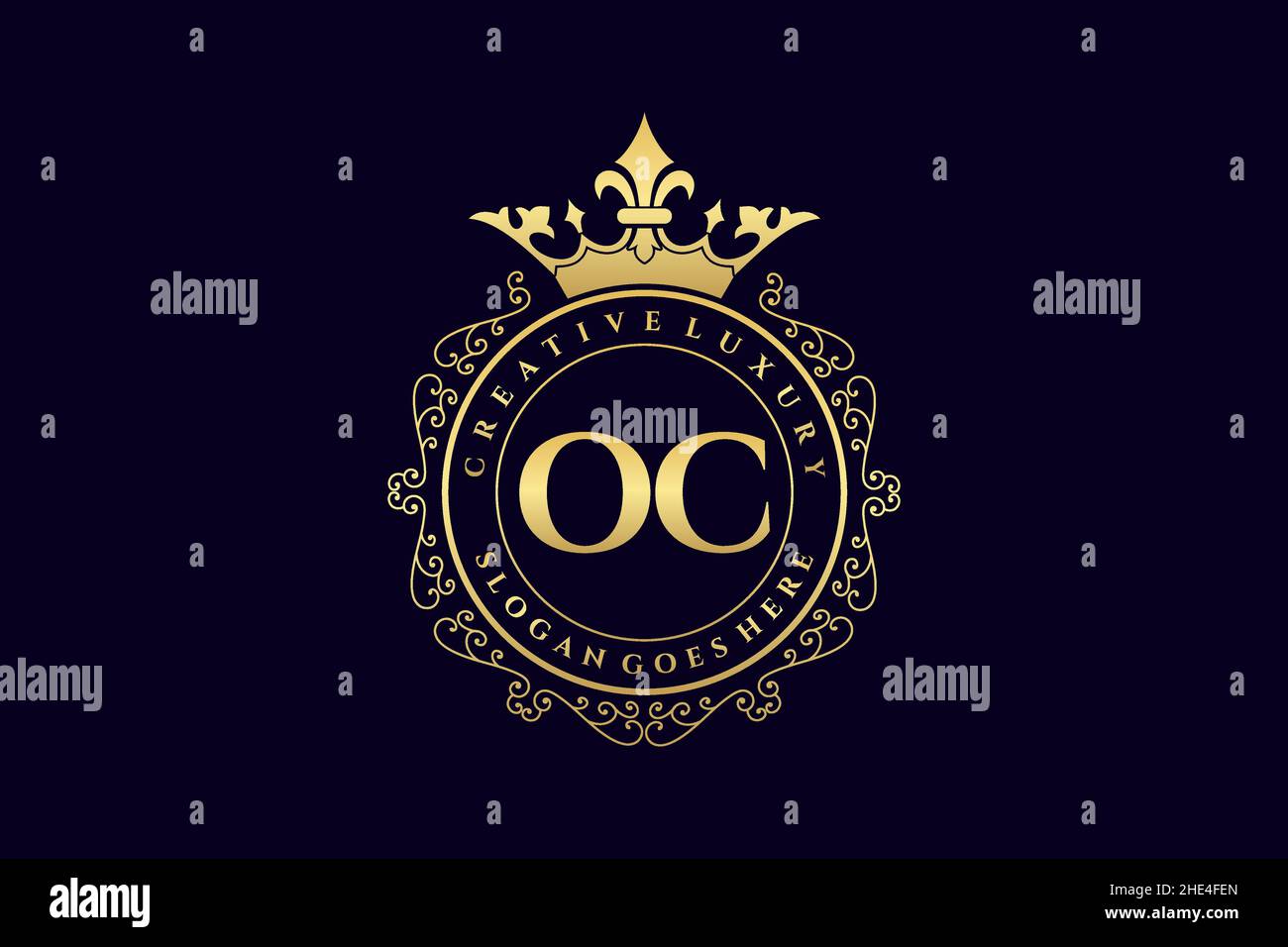 OC Initial Letter Luxury calligraphic femminile floreale a mano disegnato araldico monogramma antico vintage stile lusso logo design Premium Illustrazione Vettoriale
