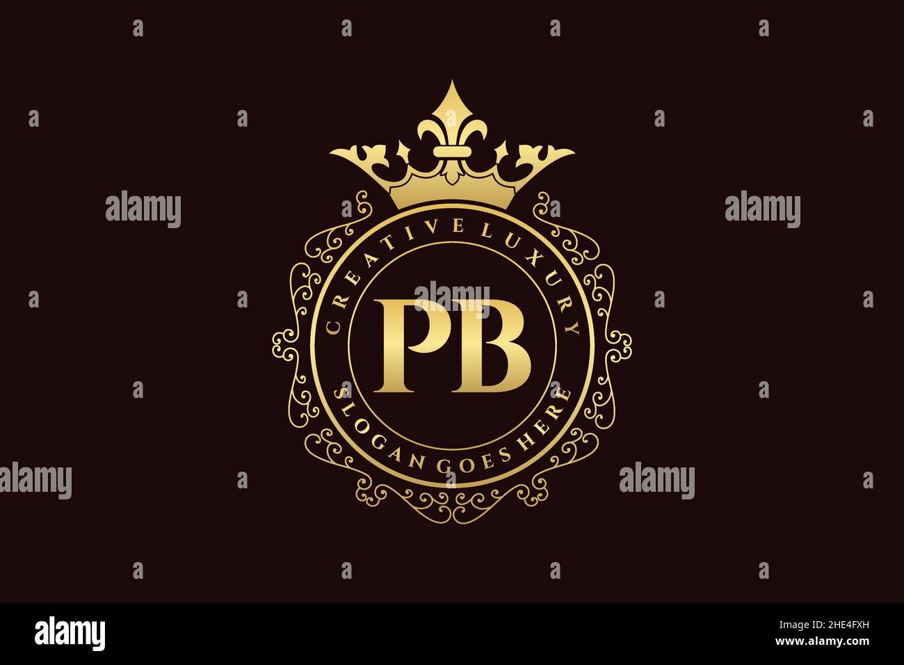 PB Initial Letter Luxury calligraphic femminile floreale a mano disegnato araldico monogramma antico vintage stile lusso logo design Premium Illustrazione Vettoriale