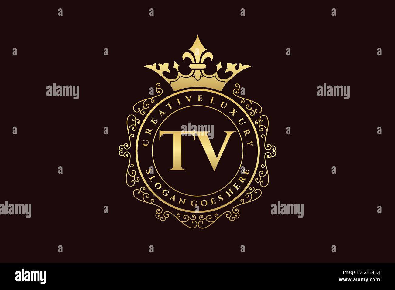 TV Initial Letter Luxury calligraphic femminile floreale a mano disegnato araldico monogramma antico vintage stile lusso logo design Premium Illustrazione Vettoriale