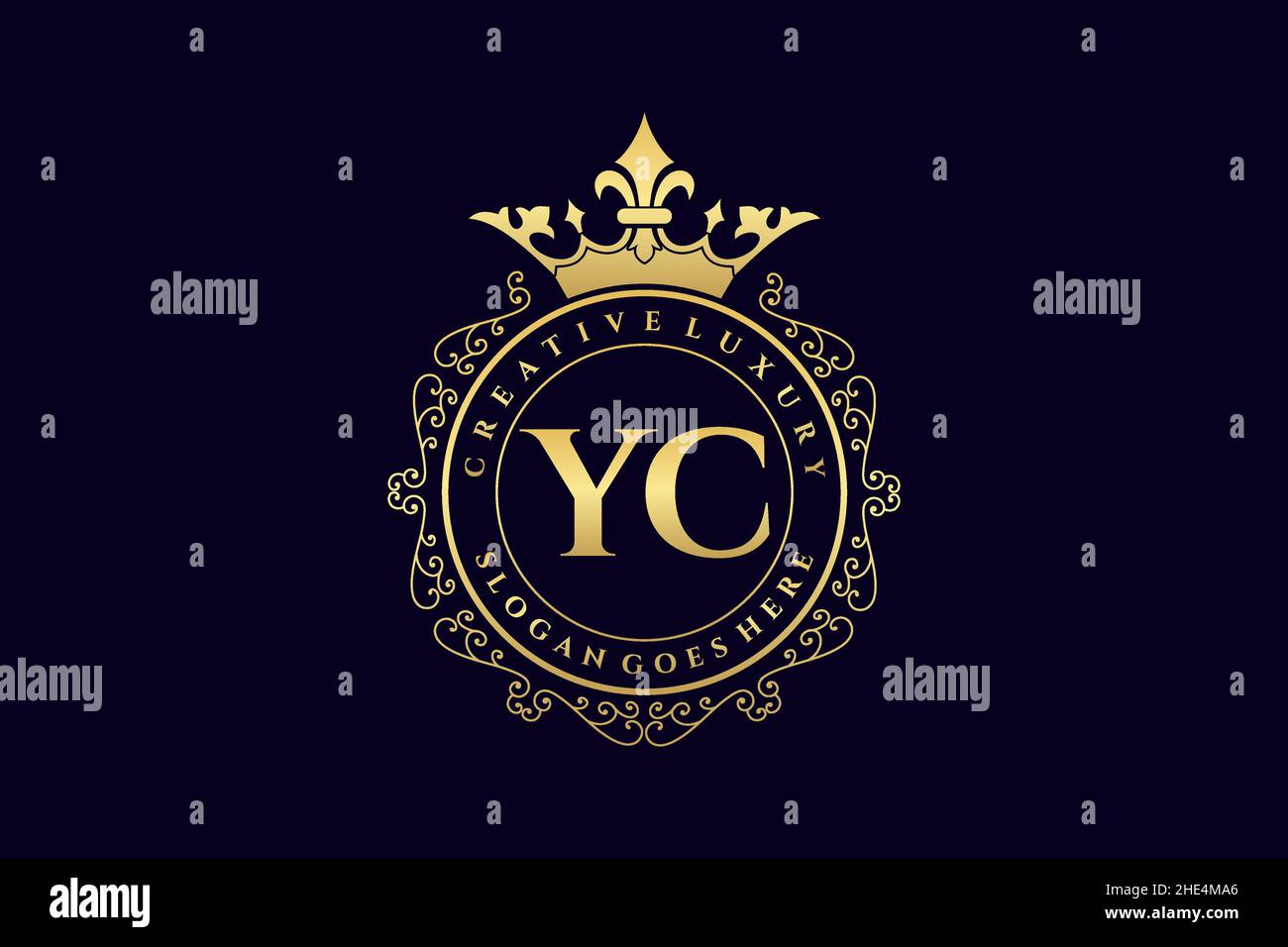 YC Initial Letter Luxury calligraphic femminile floreale a mano disegnato araldico monogramma antico vintage stile lusso logo design Premium Illustrazione Vettoriale