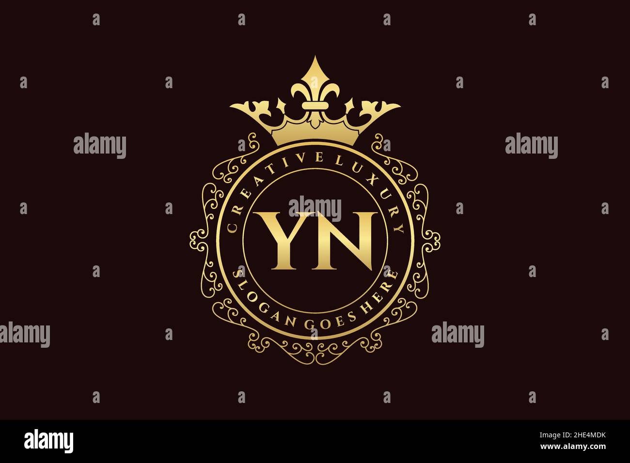 YN Initial Letter Luxury calligraphic femminile floreale a mano disegnato araldico monogramma antico vintage stile lusso logo design Premium Illustrazione Vettoriale