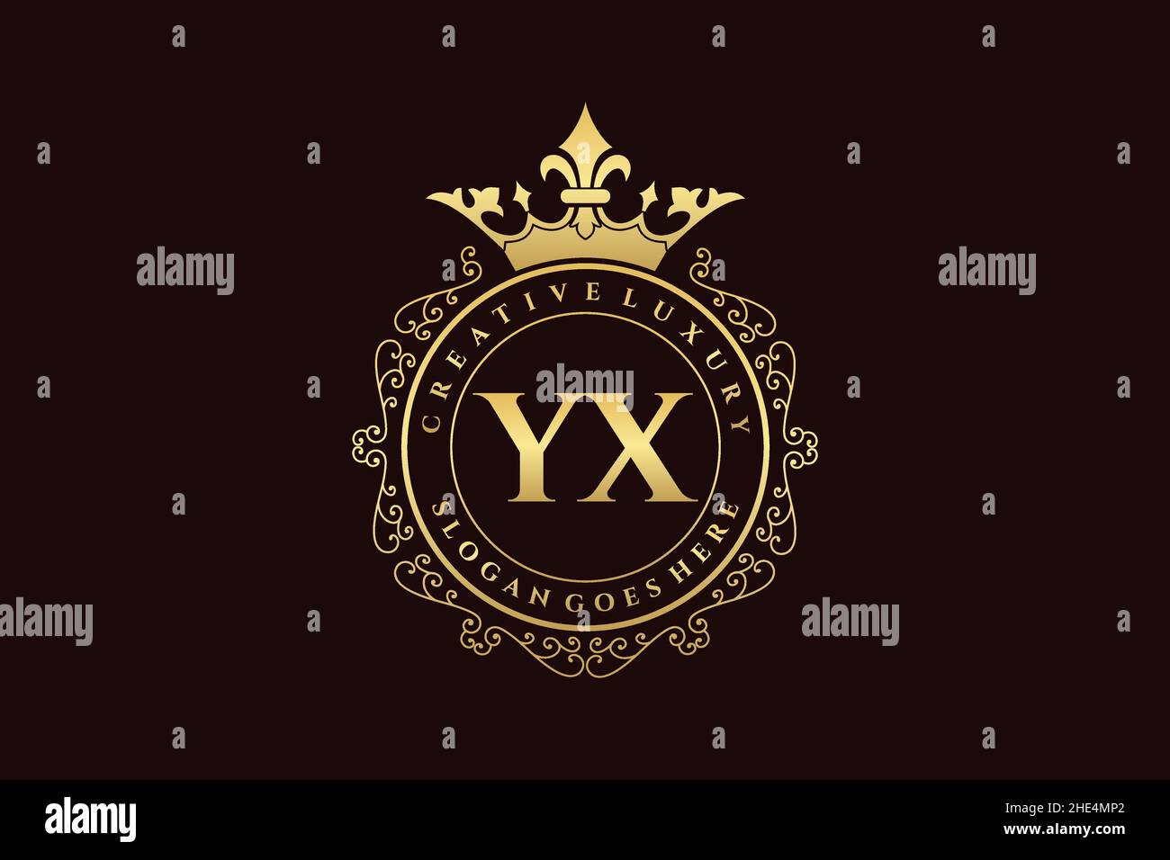 YX Initial Letter Luxury calligraphic femminile floreale a mano disegnato araldico monogramma antico vintage stile lusso logo design Premium Illustrazione Vettoriale