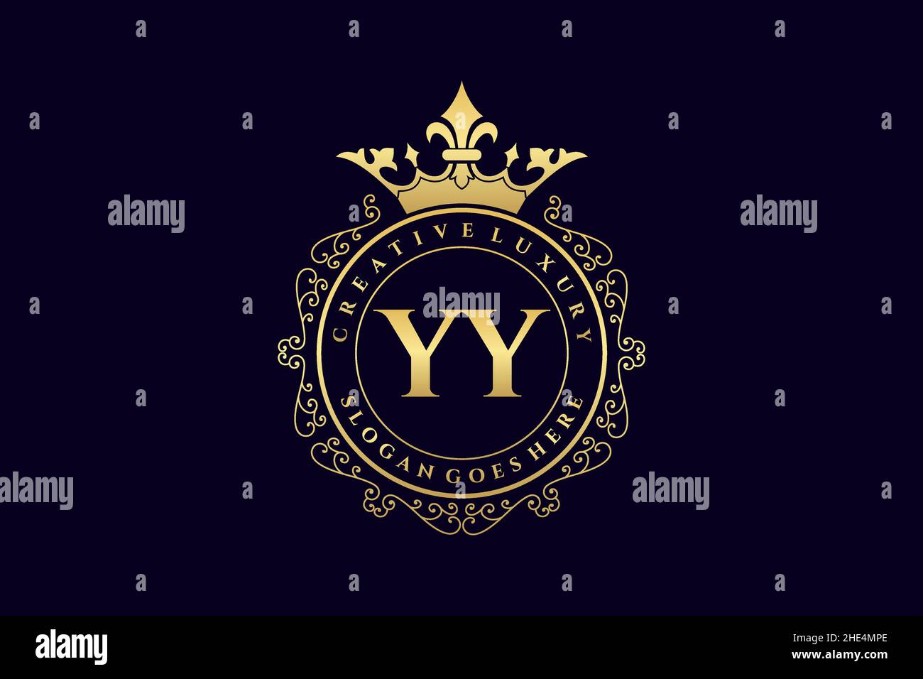 YY Initial Letter Luxury calligraphic femminile floreale a mano disegnato araldico monogramma antico vintage stile lusso logo design Premium Illustrazione Vettoriale