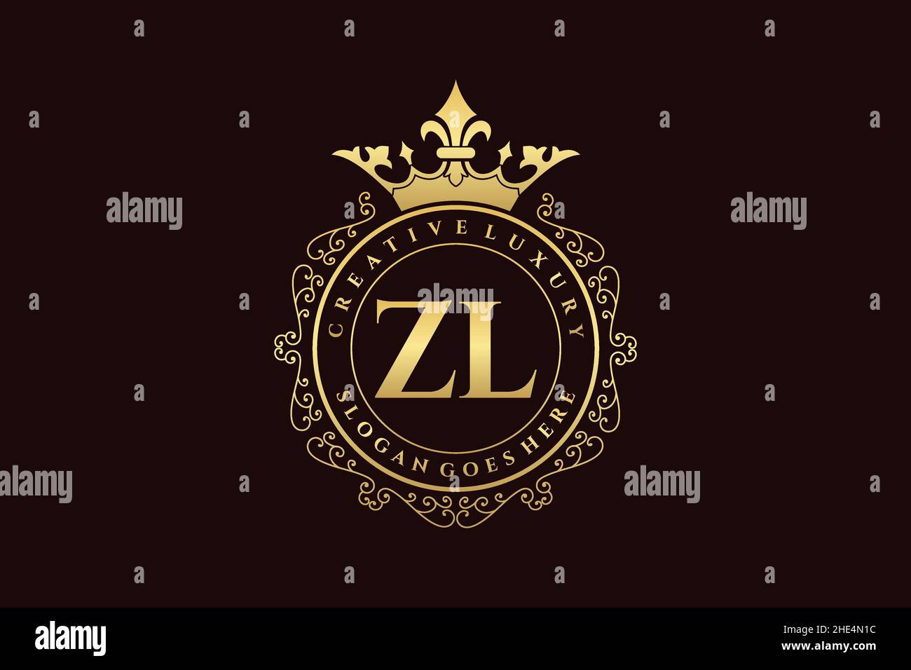 ZL Initial Letter Luxury calligraphic femminile floreale a mano disegnato araldico monogramma antico vintage stile lusso logo design Premium Illustrazione Vettoriale