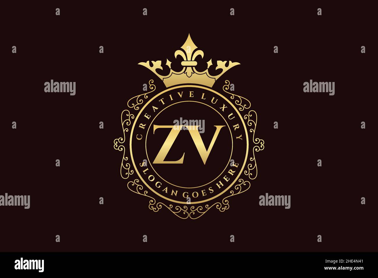 ZV Initial Letter Luxury calligraphic femminile floreale a mano disegnato araldico monogramma antico vintage stile lusso logo design Premium Illustrazione Vettoriale