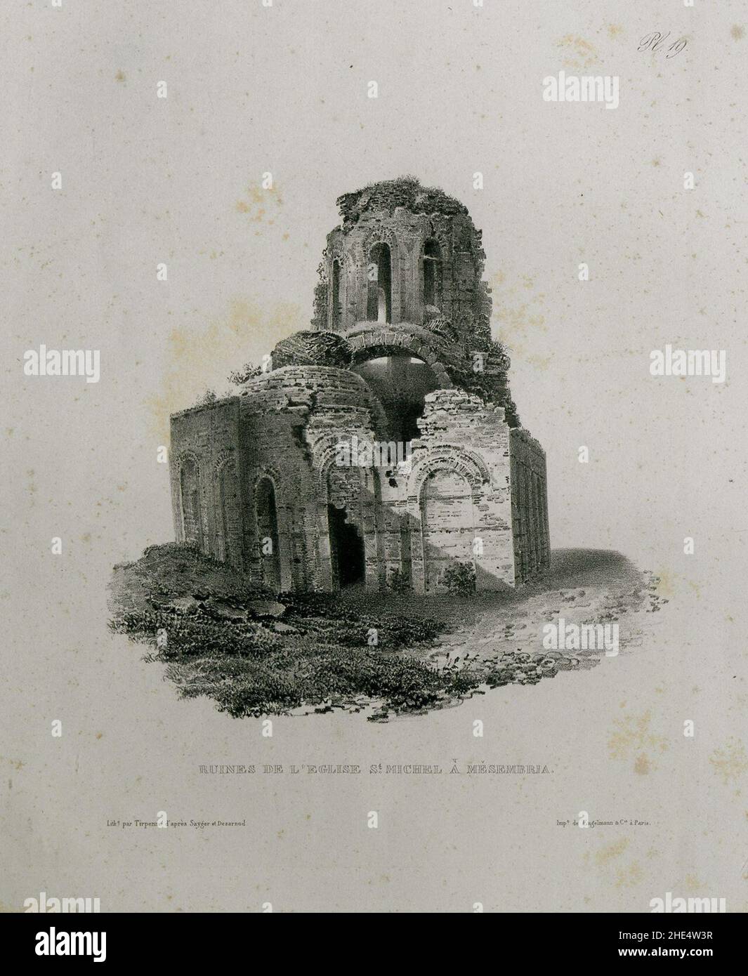 Ruines de l'eglise de St Michel à Mésembria - Sayger C - 1834. Foto Stock