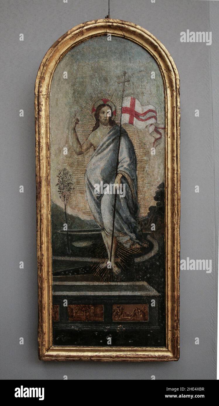 Zagabria, Croazia, Repubblica Hrvatska, Europa. Museo Mimara (Muzej Mimara). Seguace di Sandro Botticelli (1445-1510), risurrezione di Cristo, olio su legno. Foto Stock