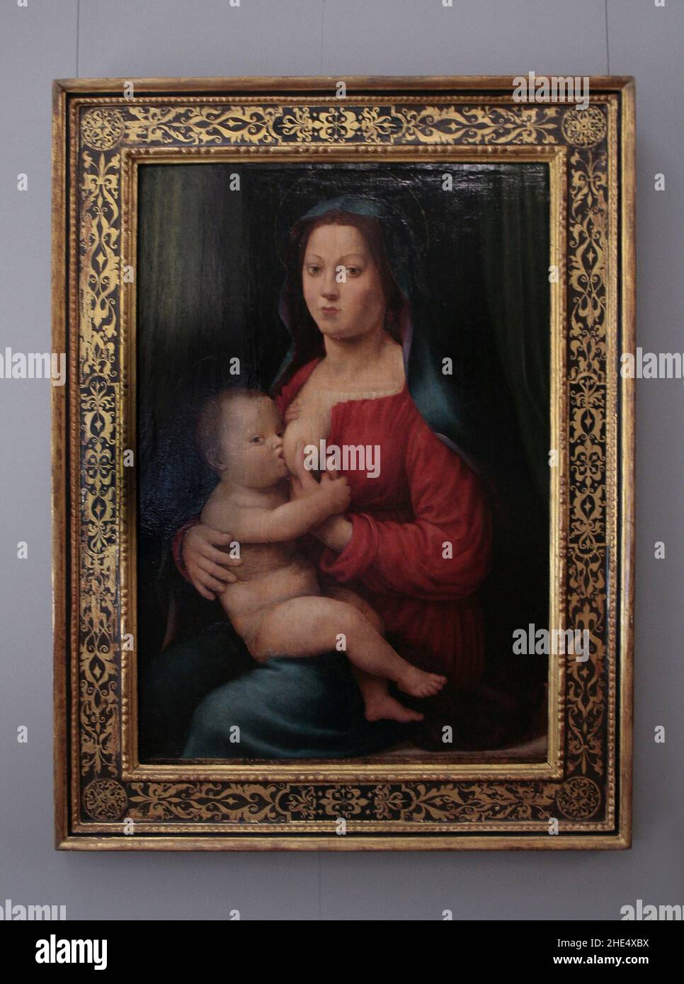 Zagabria, Croazia, Repubblica Hrvatska, Europa. Museo Mimara (Muzej Mimara). Giuliano Bugiardini, Vergine e bambino, olio su legno, circa 1520. Foto Stock