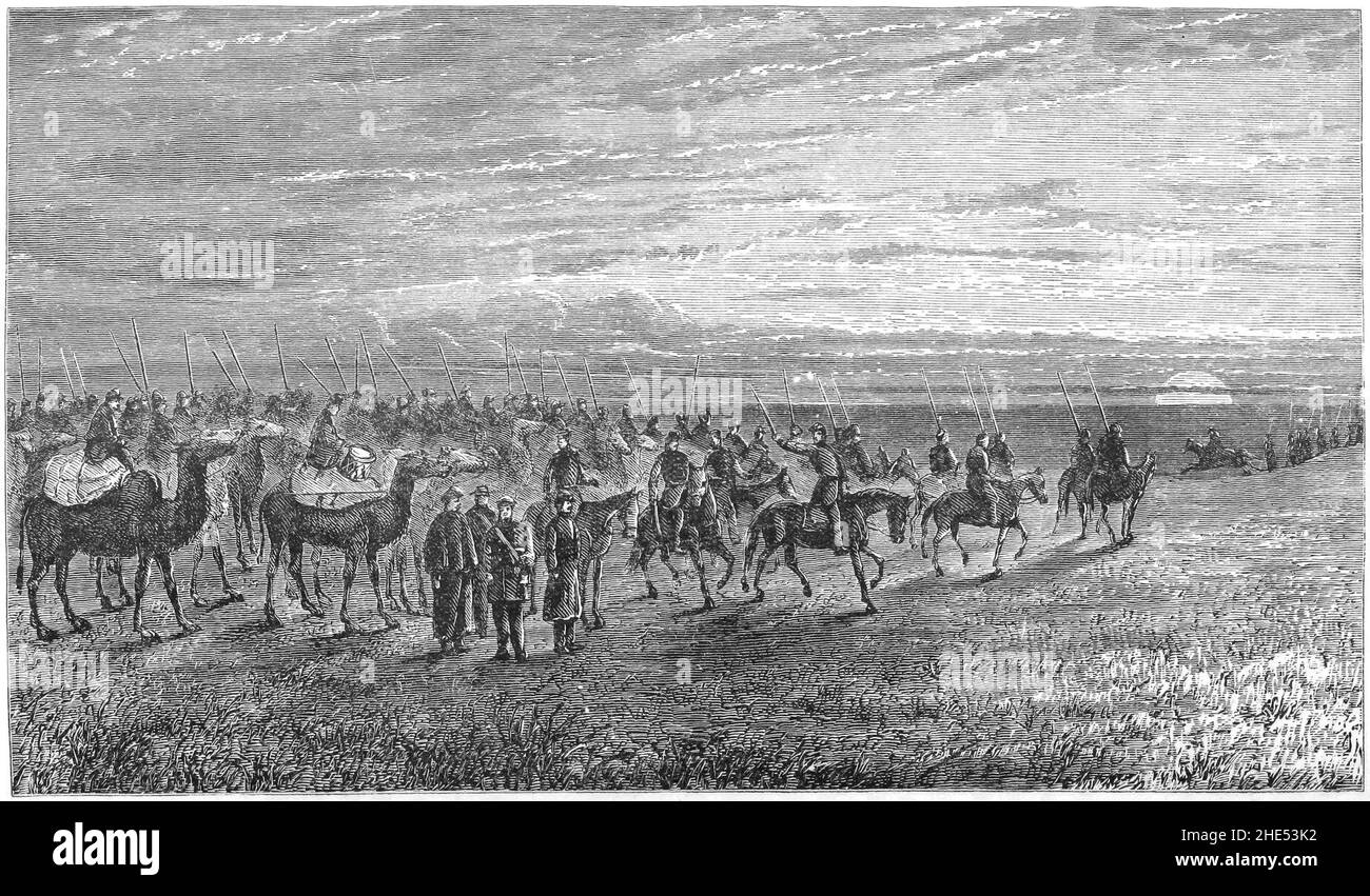 ESERCITO RUSSO SULLE STEPPE TURCOMEN. Foto Stock