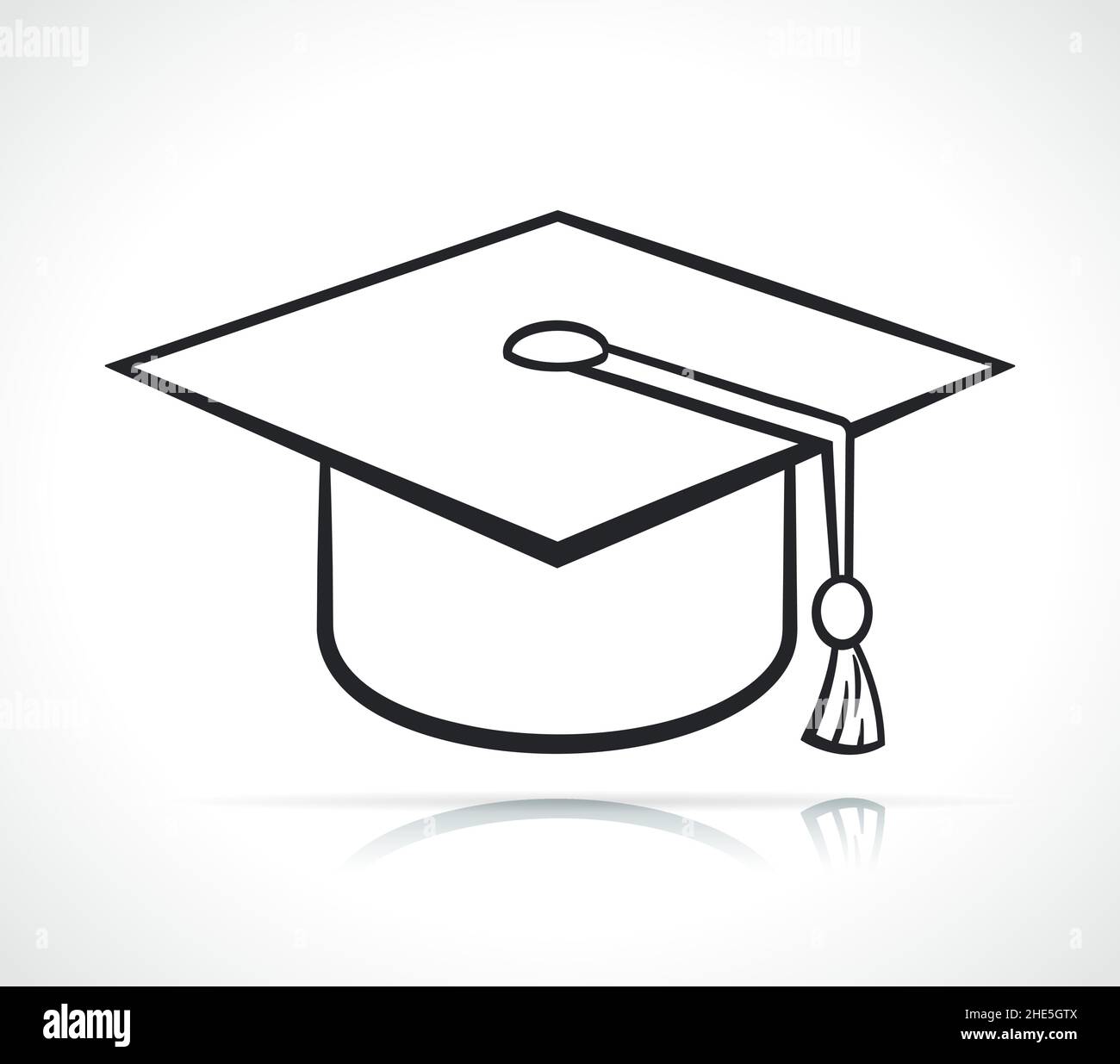 illustrazione vettoriale in bianco e nero del cappello di graduazione Illustrazione Vettoriale