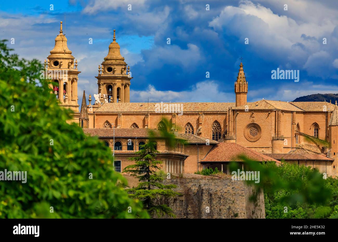 Catedral de Santa Maria la Real, 15th secolo una cattedrale cattolica romana di architettura gotica a Pamplona, Spagna Foto Stock