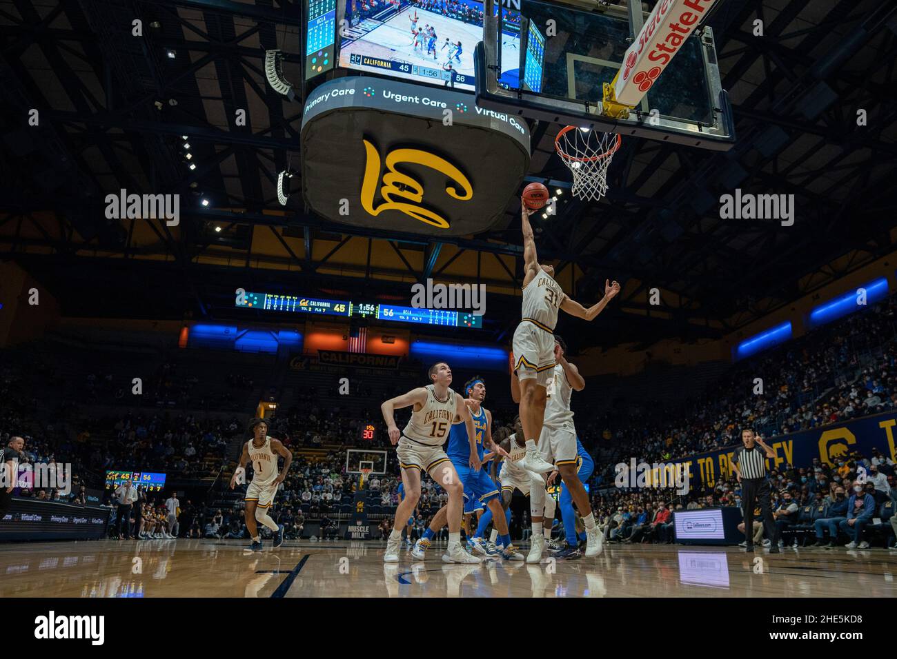 La guardia californiana Jordan Shepherd (31) ribelle il basket durante la seconda metà contro la UCLA a Berkeley, California, sabato 8 dicembre 2022. Foto Stock