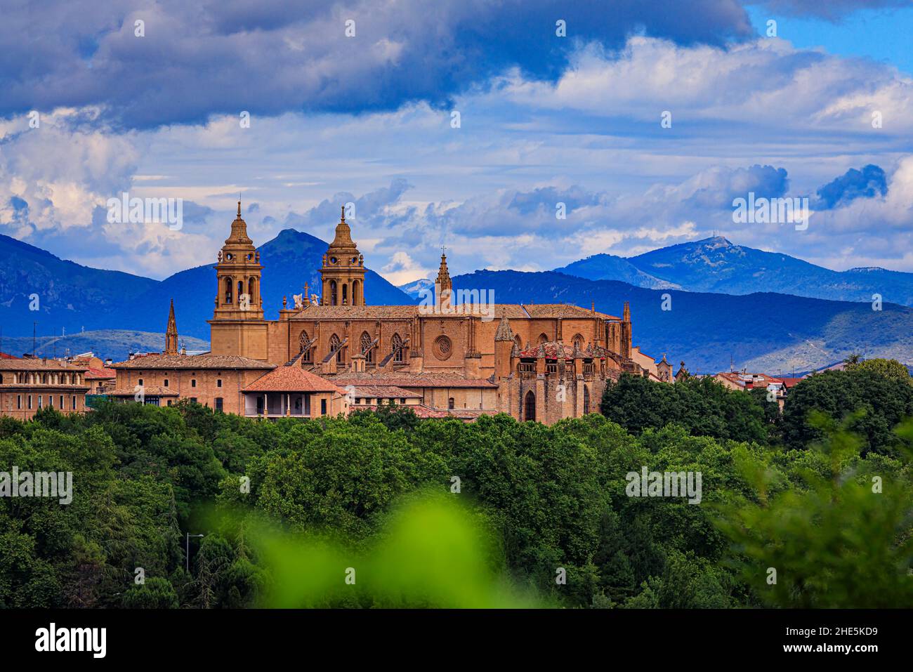 Catedral de Santa Maria la Real, 15th secolo una cattedrale cattolica romana di architettura gotica a Pamplona, Spagna Foto Stock