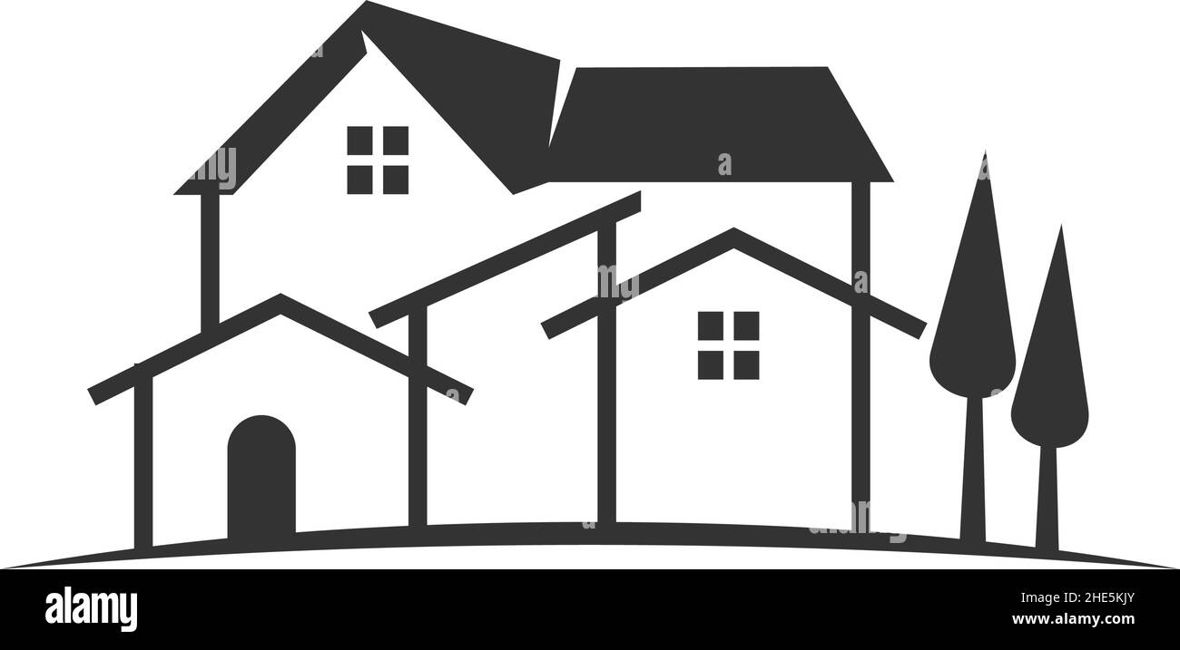 Immobiliare housing icona Illustrazione Brand Company Illustrazione Vettoriale