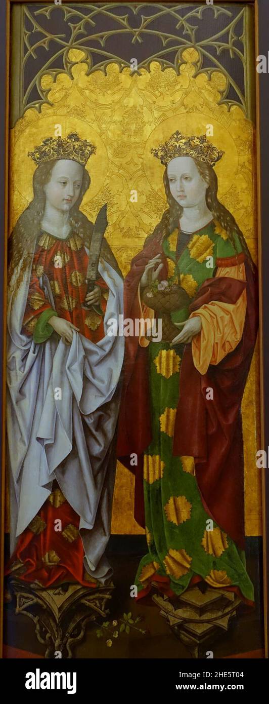 Sant'Agata e San Dorothy, maestro della Franconia, c.. 1505-1510, vernice su legno Foto Stock
