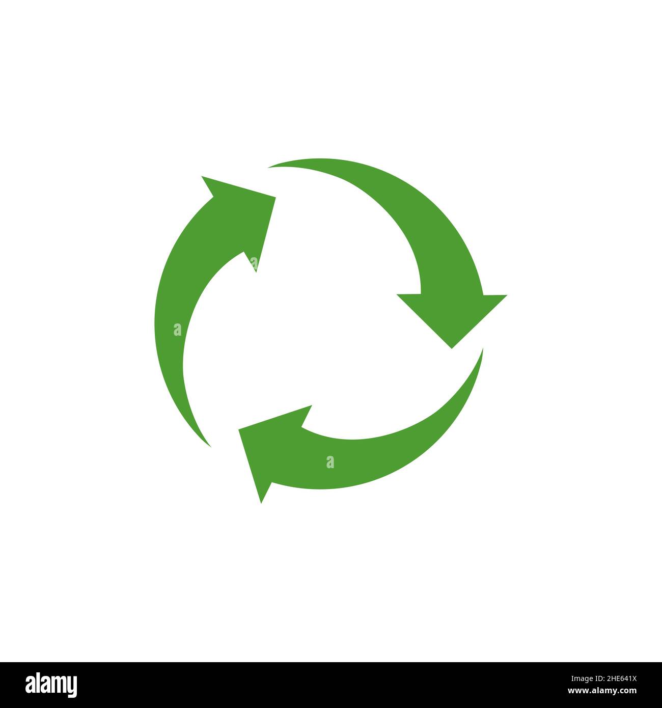 concetto di design del logo verde con freccia di riciclo. illustrazione vettoriale. Illustrazione Vettoriale