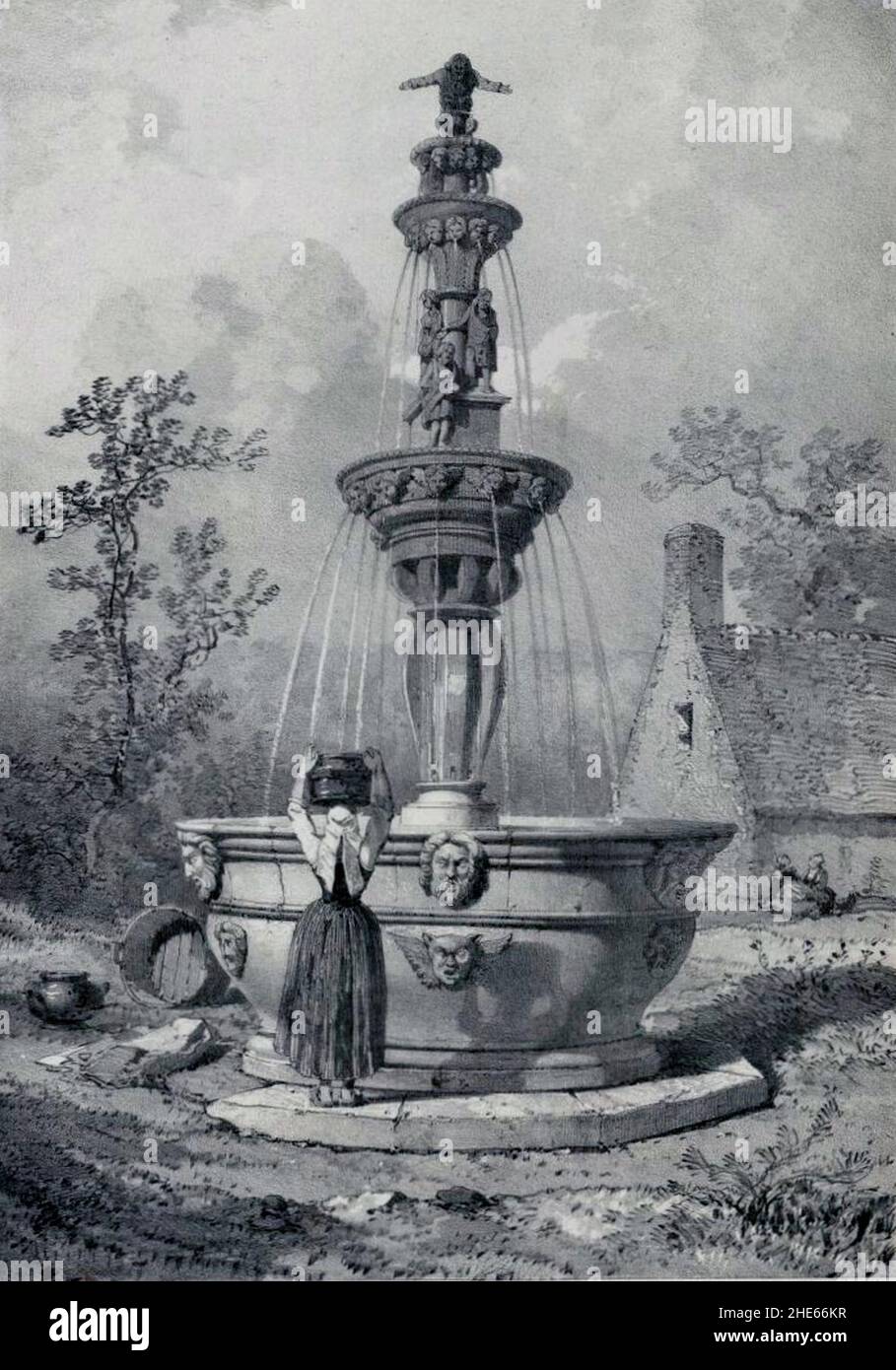 Saint-Jean-du-Doigt fontaine. Foto Stock