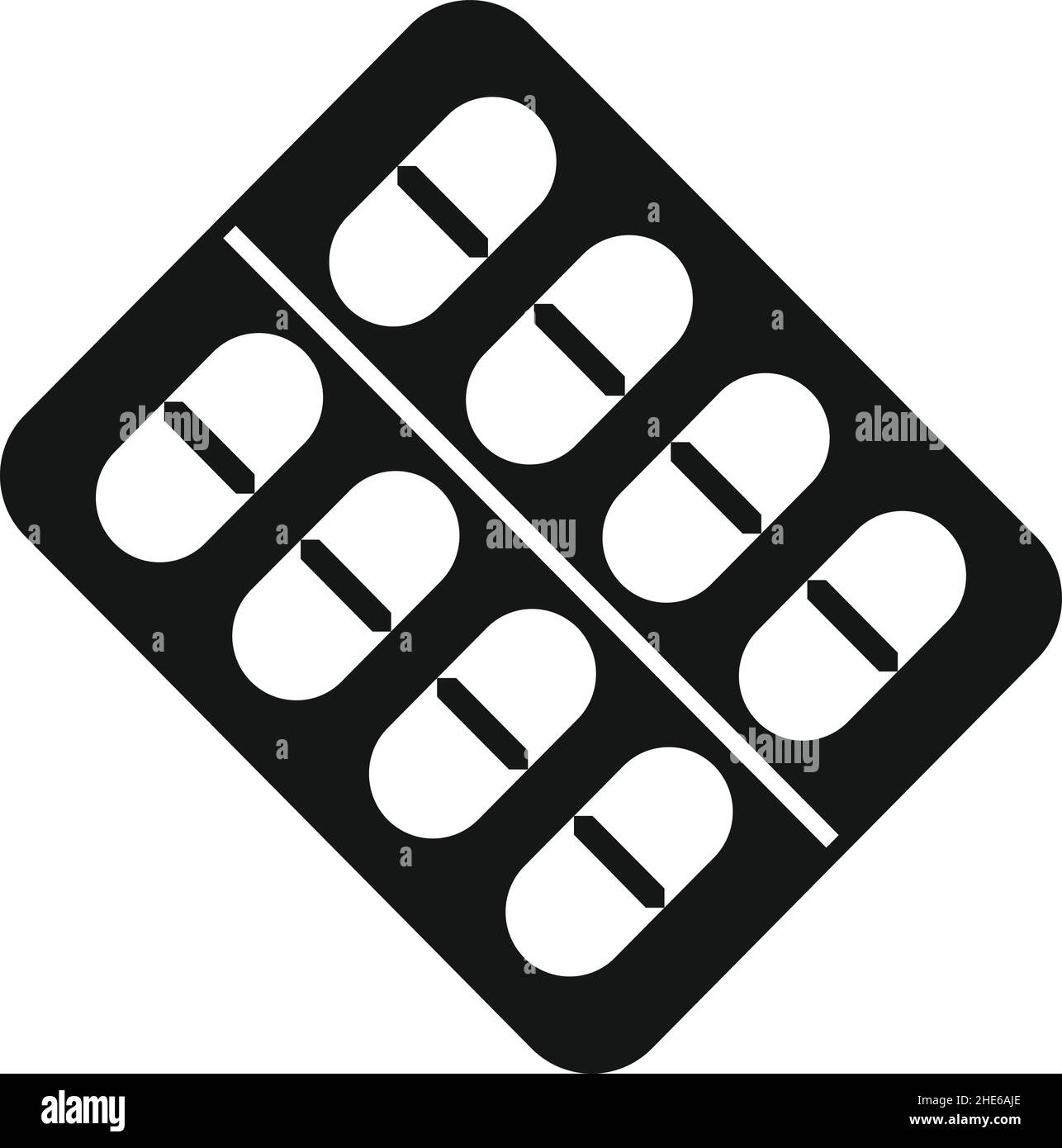 Tonsillite pillola blister icona semplice vettore. Bocca tonsil. Infiammazione batterica Illustrazione Vettoriale