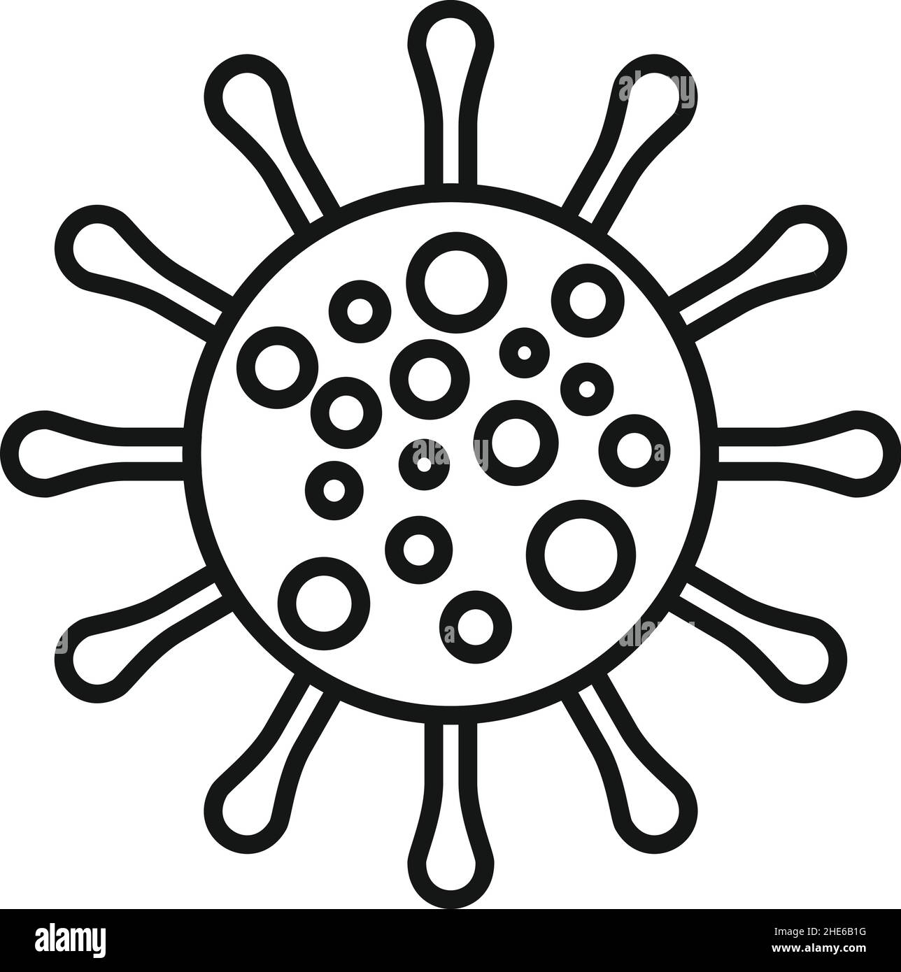 Tonsillite virus icona contorno vettore. Tonsille della gola. Anatomia della bocca Illustrazione Vettoriale
