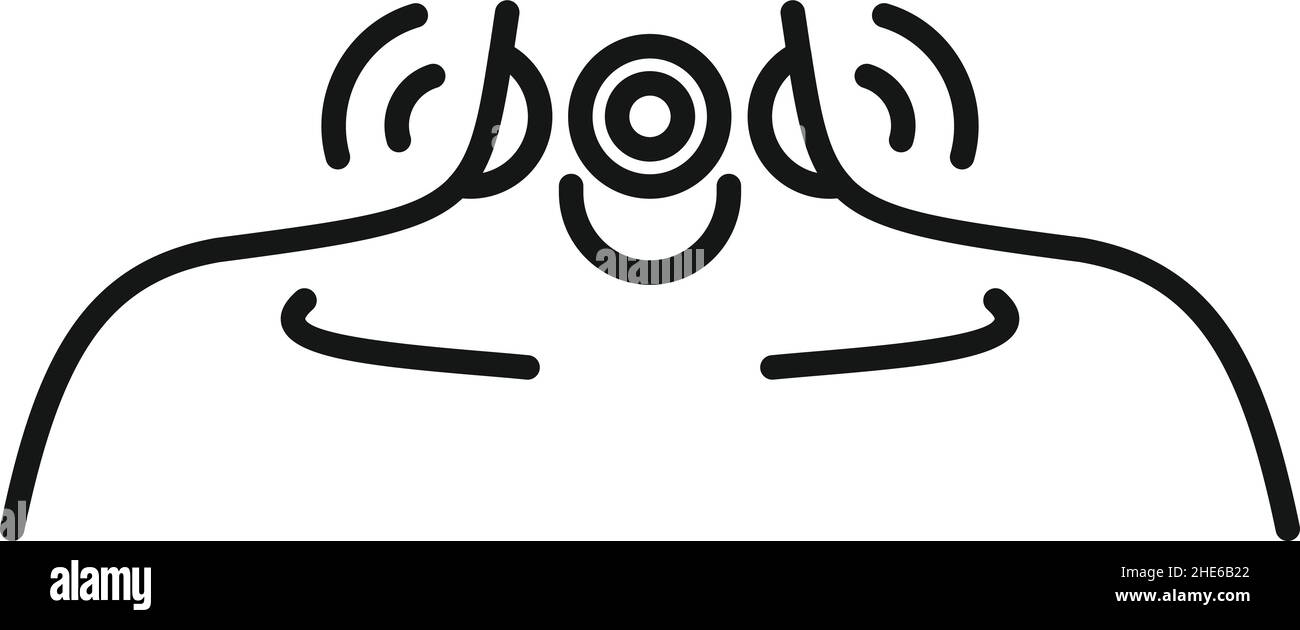 Tonsillite icona contorno vettore. Bocca tonsil. Anatomia batterica Illustrazione Vettoriale