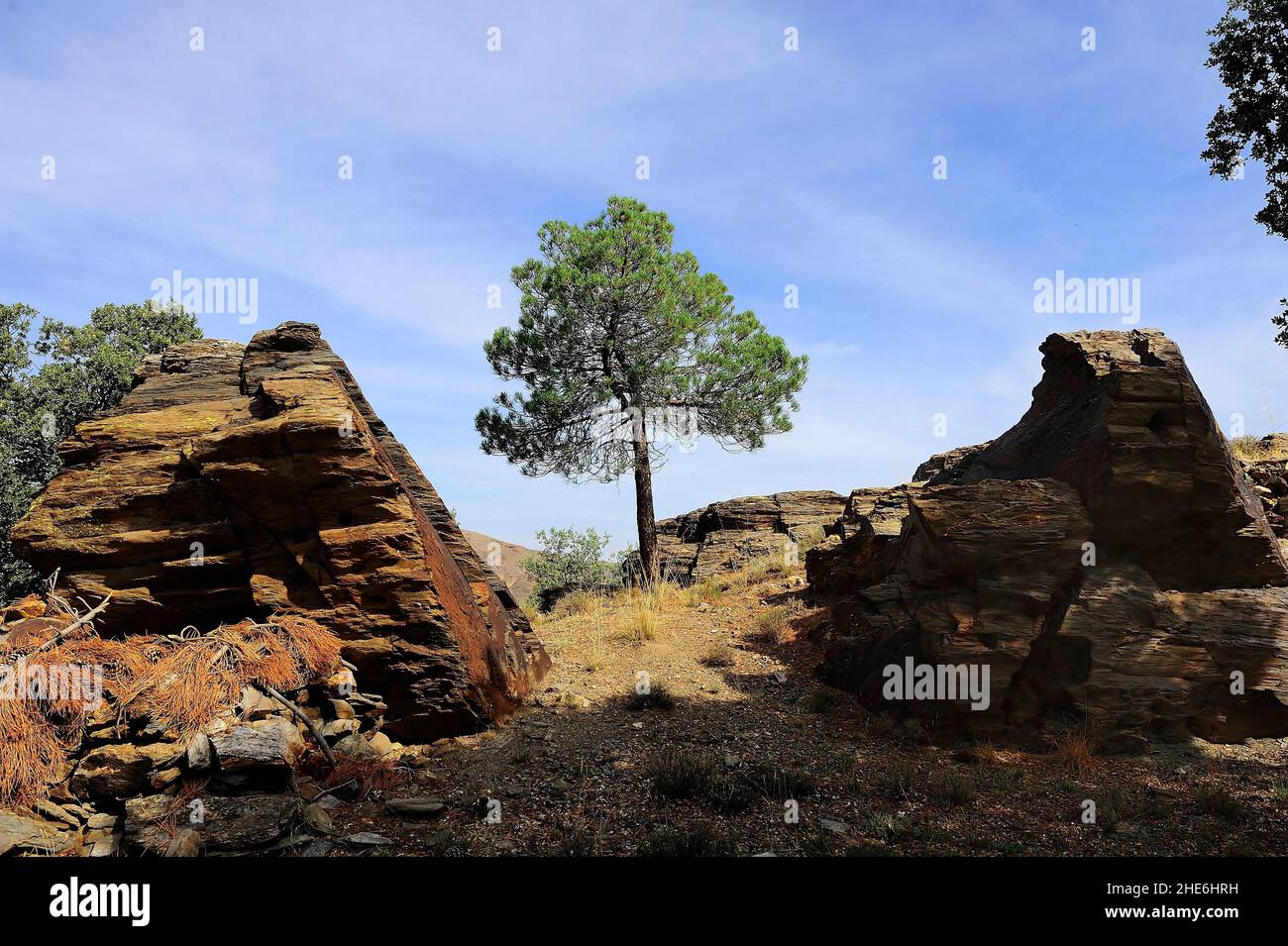 Rovine Castello di Cerro de Castel a Ferreira, Granada. Foto Stock