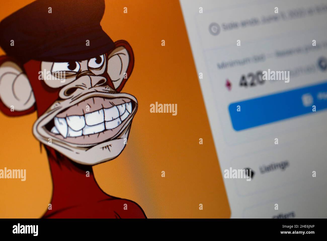 Esempio di un nastro annoiato NFT da collezione. Questo particolare nft fa parte di un esclusivo collectibles digitale venduto tramite un blockchain. Concetto di token non fungibile. Foto Stock