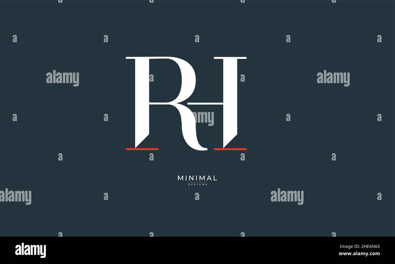 Icona lettera alfabetica logo RH Illustrazione Vettoriale