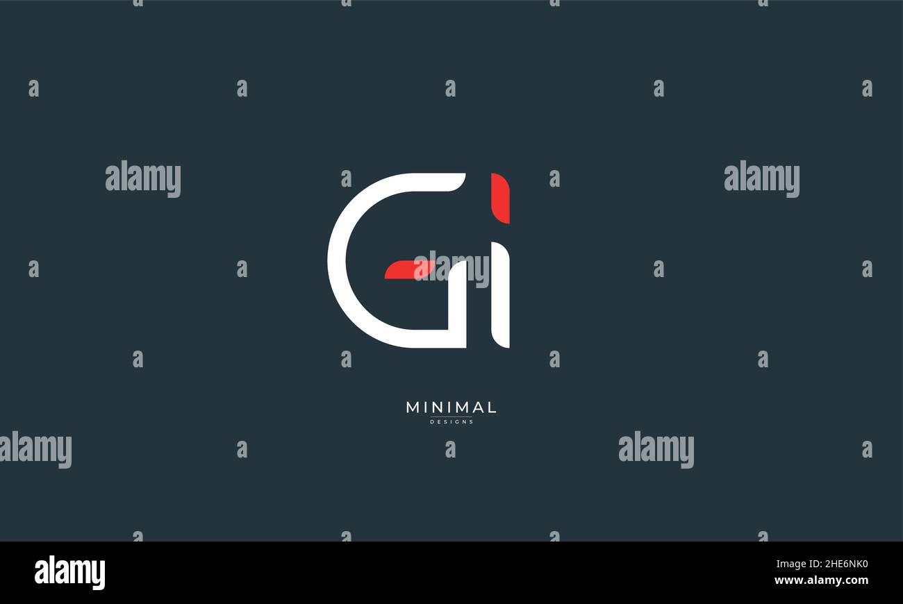 Icona lettera alfabetica logo GI Illustrazione Vettoriale