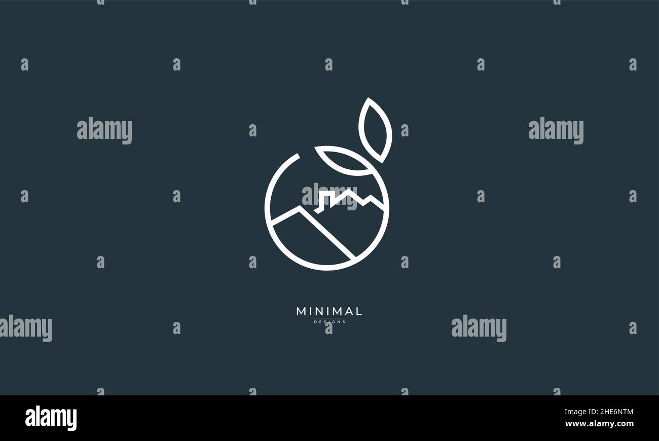 Un logo icona line art di una casa/casa con un cerchio di foglie Illustrazione Vettoriale