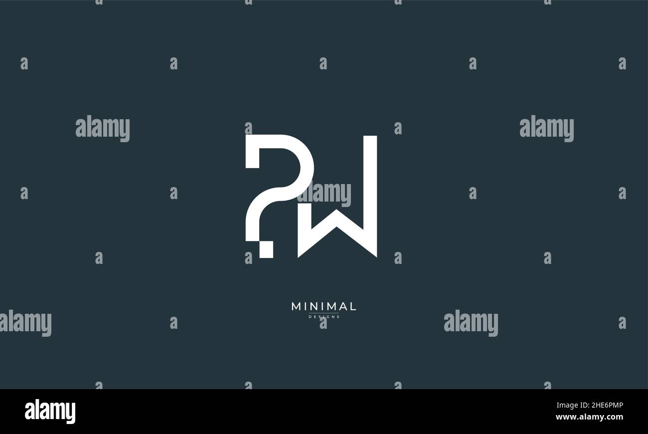 Icona lettera alfabetica logo PW Illustrazione Vettoriale