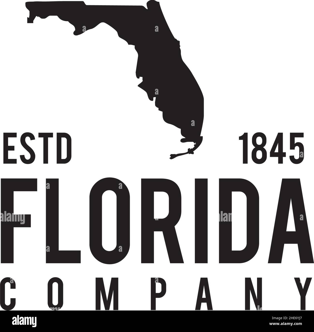 Disegno del marchio vettoriale dello stato della mappa della Florida Illustrazione Vettoriale