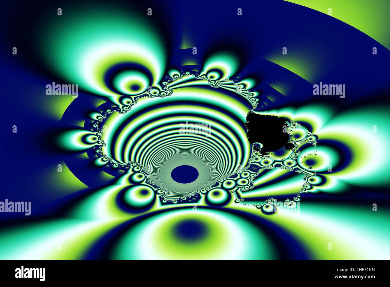 Frattale di colore blu-verde con un complesso motivo astratto come sfondo Foto Stock