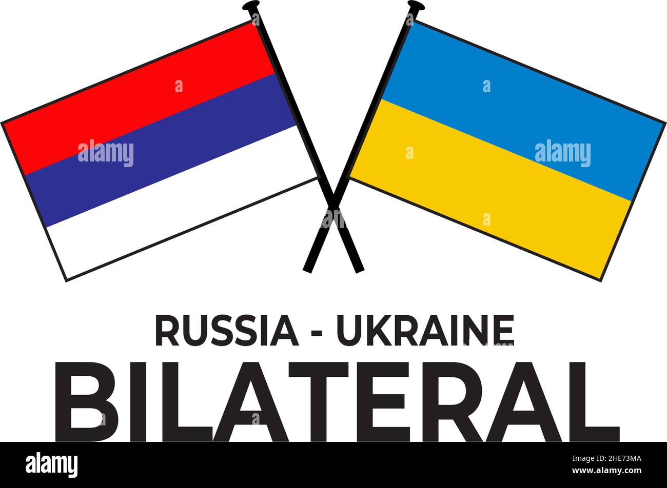 Russia Ucraina Relazioni bilaterali paese bandiera icona logo vettore di disegno Illustrazione Vettoriale