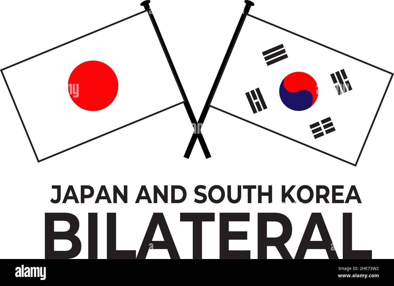 Corea Giappone relazione bilaterale Paese bandiera icona logo vettore disegno Illustrazione Vettoriale